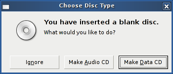 Insertion d'un disque vierge