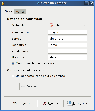 Ajout d'un compte