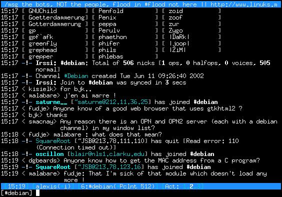Sur #debian avec irssi
